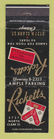 Matchbook Cover - Ricketts Restauratn Chicago IL WEAR