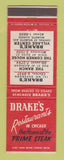 Matchbook Cover - Drake's Restaurants Chicago IL
