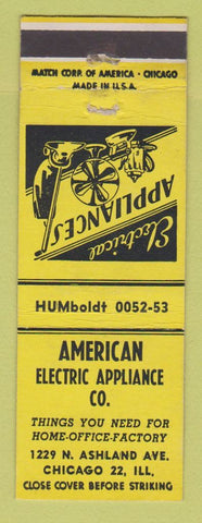 Matchbook Cover - American Electric Appliance Chicago IL