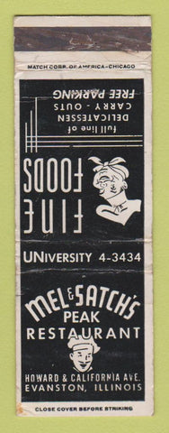 Matchbook Cover - Mel & Satch's Peak Restaurant Evanston IL WORN