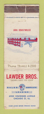 Matchbook Cover - Lawder Bros Ford Chicago IL POOR