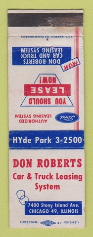 Matchbook Cover - Don Roberts Ford Leasing Chicago IL WEAR