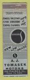 Matchbook Cover - AJ Tomasek Studebaker Des Plaines IL WORN