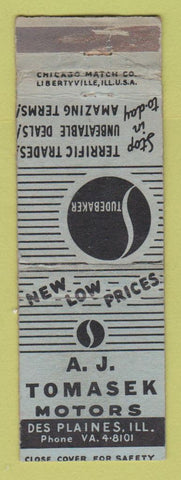 Matchbook Cover - AJ Tomasek Studebaker Des Plaines IL WORN