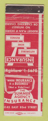 Matchbook Cover - Summer Insurance Agency Chicago IL WORN