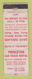 Matchbook Cover - Princeton Car Truck Rentals Chicago IL WORN