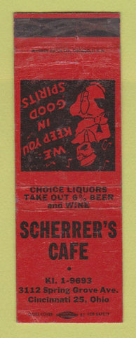 Matchbook Cover - Scherrer's Cafe Cincinnati OH WORN