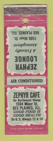 Matchbook Cover - Zephyr Cafe Des Plaines IL WEAR