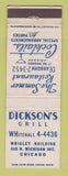 Matchbook Cover - Dickson's Grill Chicago IL Sommer Restaurant WORN BACK
