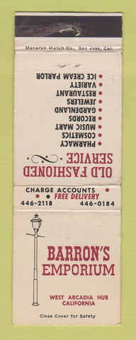 Matchbook Cover - Barron's Emporium West Arcadia CA WEAR