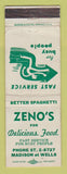 Matchbook Cover - Zeno's Restaurant Chicago IL WORN