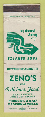Matchbook Cover - Zeno's Restaurant Chicago IL WORN