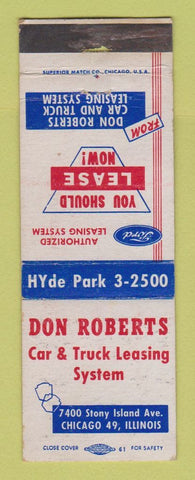 Matchbook Cover - Don Roberts Ford Leasing Chicago IL WEAR