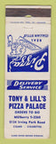 Matchbook Cover - Tony & Lill's Pizza Palace Chicago IL WEAR