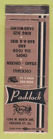 Matchbook Cover - Paddock Restaurant Chicago IL WEAR