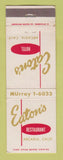 Matchbook Cover - Eaton's HOTel Arcadia CA