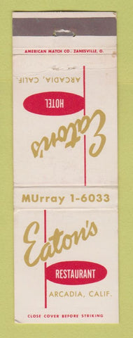 Matchbook Cover - Eaton's HOTel Arcadia CA