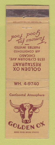 Matchbook Cover - Golden Ox Restaurant Chicago IL