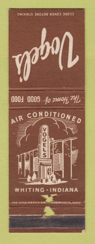 Matchbook Cover - Vogel's Whiting IN POOR PAPER LOSS
