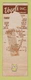 Matchbook Cover - Vogel's Whiting IN POOR PAPER LOSS