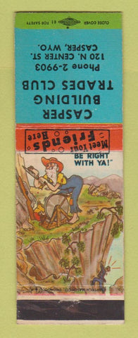 Matchbook Cover - Casper Building Trades Club WY Hillbilly