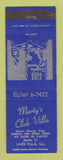 Matchbook Cover - Marty's cLub Villa Lake Villa IL