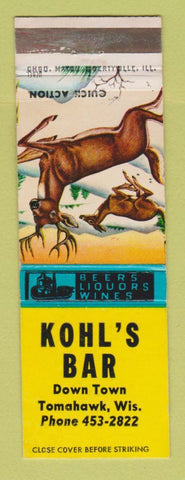 Matchbook Cover - Kohl's Bar Tomahawk WI