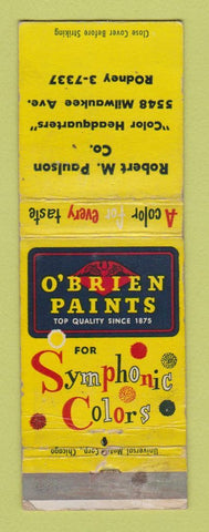 Matchbook Cover - O'Brien Paints Robert Paulson Chicago IL WORN