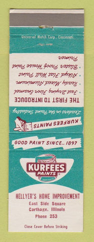 Matchbook Cover - Kurfees Paints Hellyer's Carthage IL