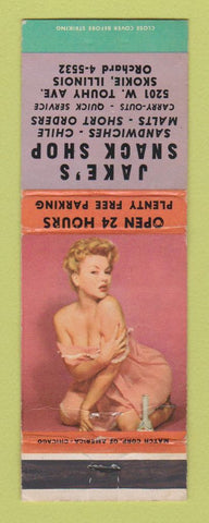 Matchbook Cover - Jake's Snack Shop Skokie IL pinup WEAR