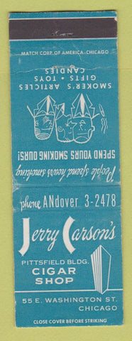 Matchbook Cover - Jerry Carson's Cigar Shop Chicago IL Pittsfield Building WEAR