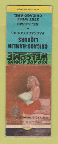 Matchbook Cover - Chicago Hamlin Liquors IL pinup POOR