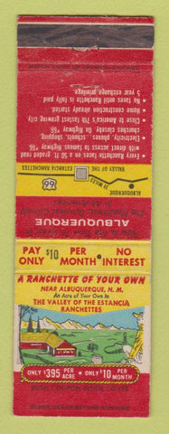 Matchbook Cover - Albuquerque NM Ranchette  Homes Land Corp