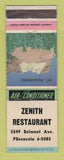 Matchbook Cover - Zenith Restaurant Chicago IL
