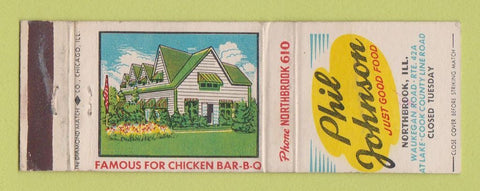 Matchbook Cover - Phil Johnson Restaurant Northbrook IL WORN