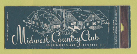Matchbook Cover - Midwest Country Club Hinsdale IL POOR STRIKER WORN