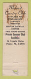 Matchbook Cover - Midwest Country Club Hinsdale IL POOR STRIKER WORN