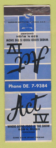 Matchbook Cover - Act IV Restaurant Chicago IL WEAR