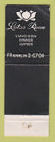 Matchbook Cover - Lasalle Hotel Chicago IL 90's Tap Lotus Room WEAR
