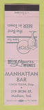 Matchbook Cover - Manhattan Bar Madison IN SAMPLE WEAR