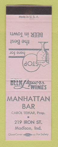 Matchbook Cover - Manhattan Bar Madison IN SAMPLE WEAR