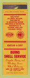 Matchbook Cover - Burns Shell oil gas Oak Park IL POOR STRIKER