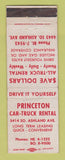 Matchbook Cover - Princeton Car Truck Rentals Chicago IL WEAR