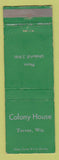 Matchbook Cover - Colony House Trevor WI WEAR