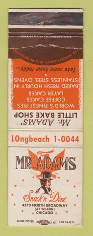 Matchbook Cover - Mr Adams Snack n Dine Chicago IL WEAR