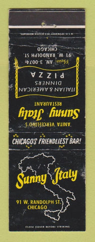 Matchbook Cover - Sunny Italy Pizza Anita Vercellino's Chicago IL WORN