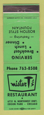 Matchbook Cover - Mister T's Restaurant Chicago IL WEAR