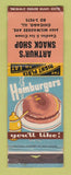 Matchbook Cover - Arthur's Snack Shop Chicago IL POOR STRIKER WEAR