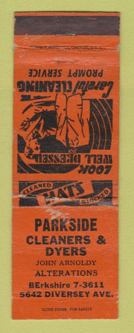 Matchbook Cover - Parkside Cleaners Dyers Chicago IL POOR