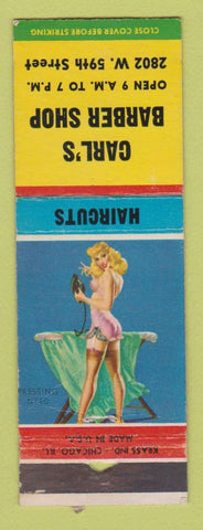Matchbook Cover - Carl's Barber Shop Chicago? IL pinup PAPER LOSS